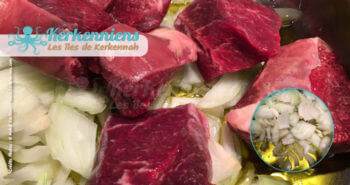 Recette de cuisine : Mermez Tunisien à la viande - Ajouter la viande et les oignons