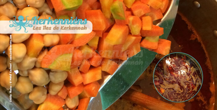 Morceaux de carottes et pois chiche pour le couscous bel besbès et chouabi la recette de cuisine