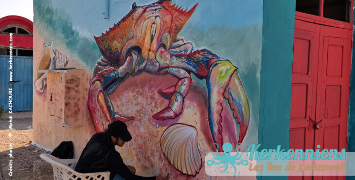 Street art à Kerkennah Port de Kraten Le crabe