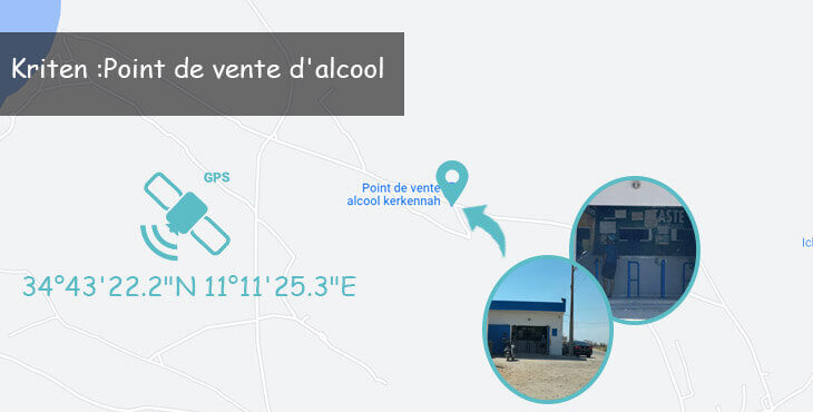 Plan d'accès Kriten : Point de vente d’alcool à Kerkennah - El Maghaza