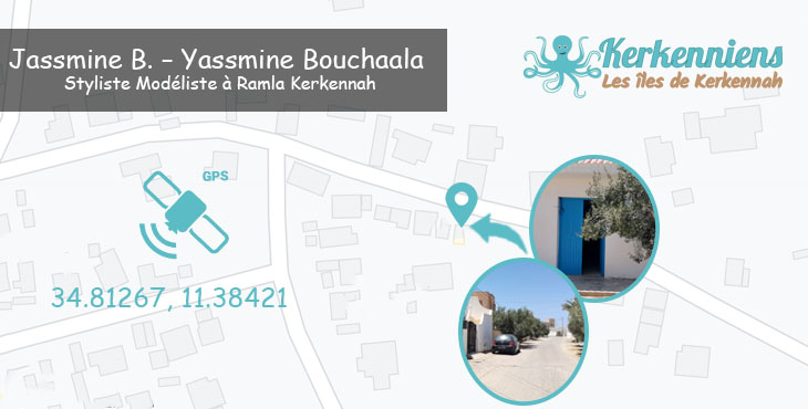 Plan d'accès Jassmine B - Yassmine Bouchaala - Styliste modéliste - Ramla Kerkennah