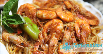 Assiette de Spaghetti aux crevettes, Restaurant Chez Najet, El Attaya, Kerkennah