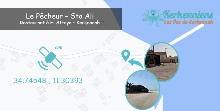 Plan d'accès du restaurant Sta Ali (Le Pêcheur) à El Attaya Kerkennah