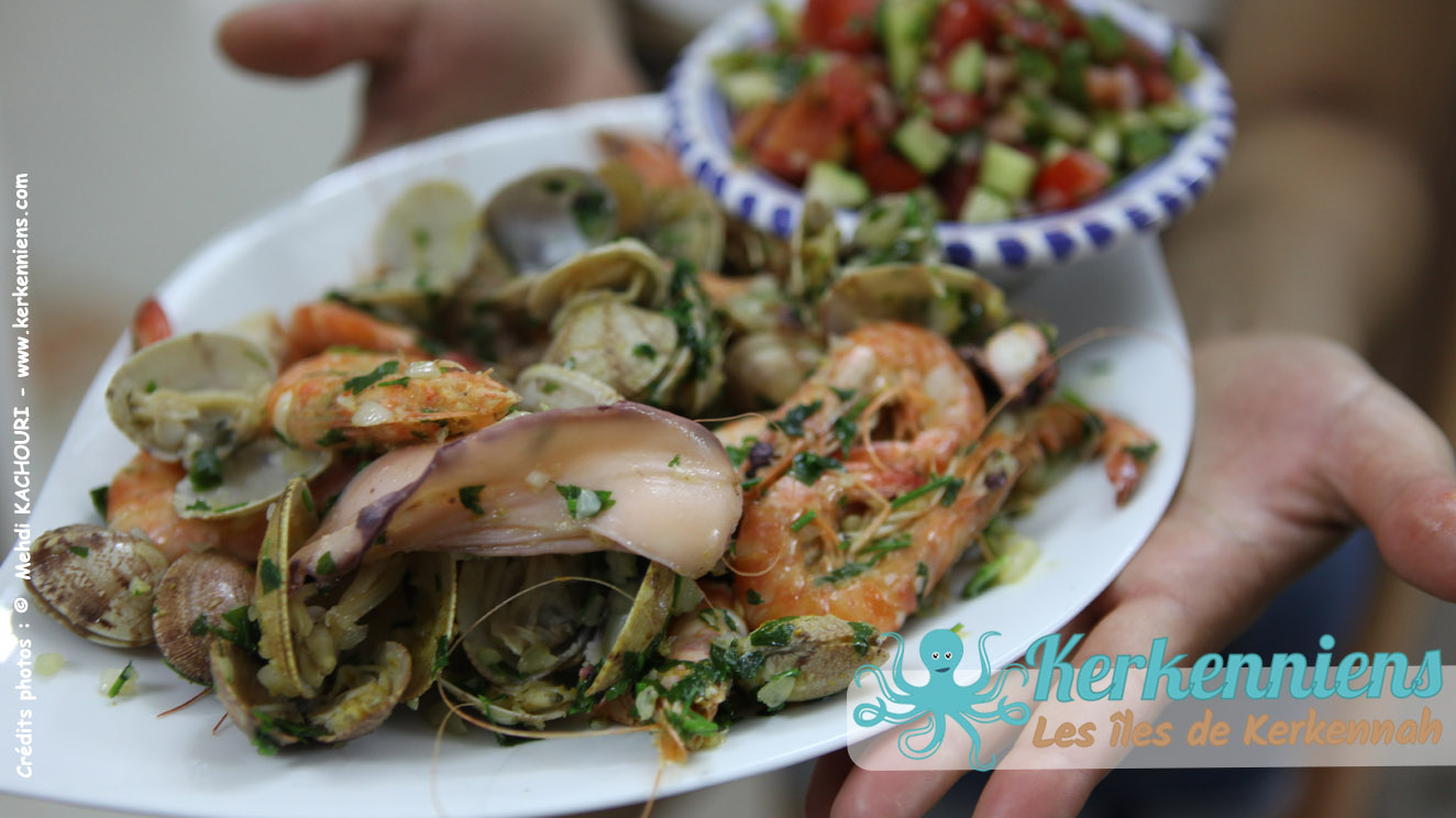 Présentation du plat de sauté de fruits de mer, Restaurant Chez Najet, El Attaya, Kerkennah