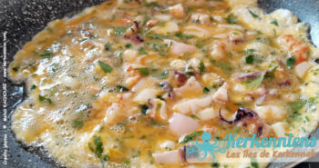 Cuisson de l’omelette aux fruits de mer, Restaurant la Sirène, Kerkennah