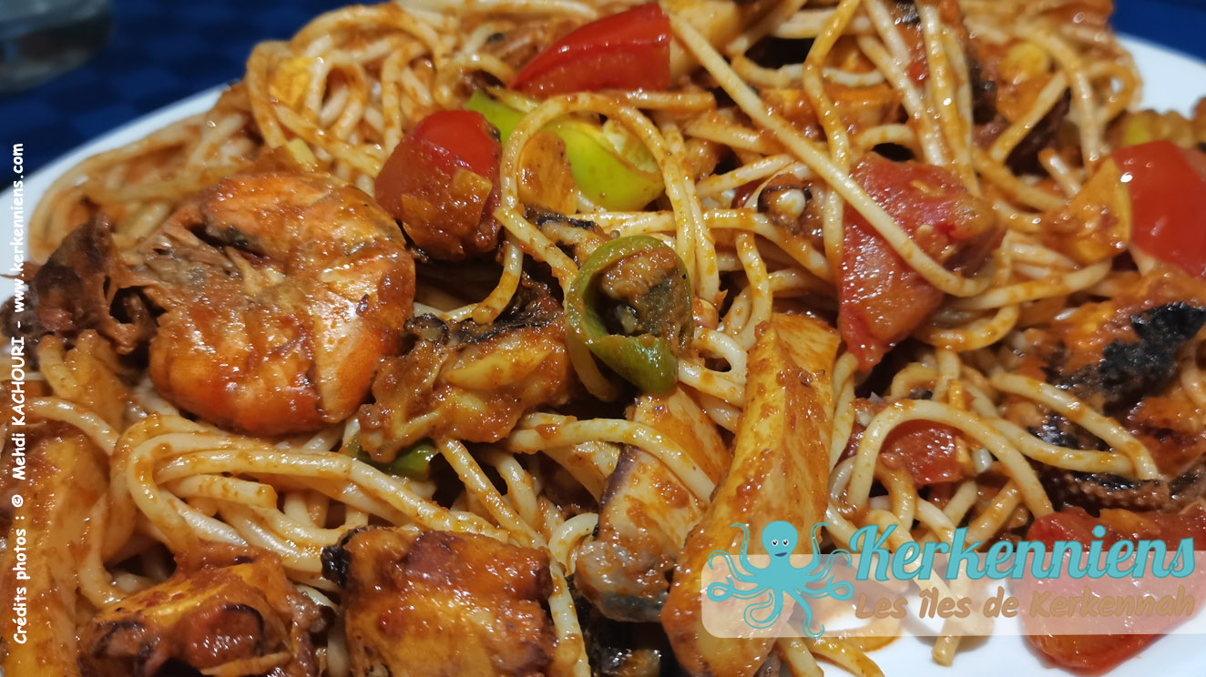 Plat Spaghettis aux fruits de mer - On a testé le restaurant La Sirène, Kerkennah pour vous !