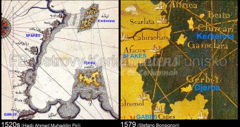 Iles de Kerkennah sur des cartes anciennes (1520 et 1579) Influences ottomanes et italiennes