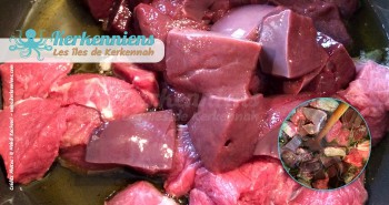 Ajouter le foie de bœuf ou le foie de veau et la les morceaux de viande Kamounia (Kammounia) recette Tunisienne