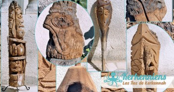 Mélange de photos de sculpture sur bois de palmier Izaro (Najib Bousabbah) Artiste Peintre et Sculpteur El Maghaza