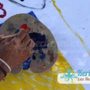 Préparation de la couleur l’Atelier de dessin Tournoi de Beach volley Association Sports et Loisirs de Kerkennah